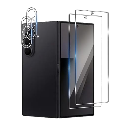 Wookfiss Protector de Pantalla para Samsung Galaxy Z Fold 7, 2 Piezas Cristal Templado + 2 Piezas Protector de Lente de Cámara, 9H Dureza Ultra Resistente Sin Burbujas Vidrio Templado