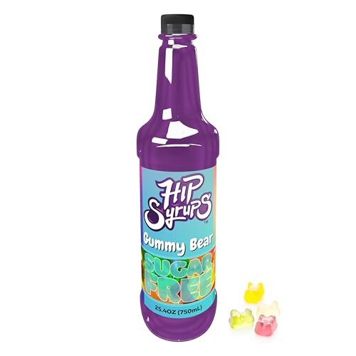 Hip Syrups - Gummy Bear Sugar Free Syrup Designed for Water Flavor, Bubble Tea, Boba Tea, Cocktails, Gummy Bear Flavoring, Water Enhancer, Drink Mix for Ice Tea, Lemonade & More, Zero Calorie Flavoring, Keto Friendly, Sugar Free