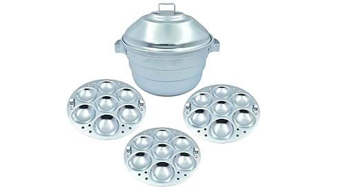 INDOLIUM IDLI Maker Cooker Pot (Big Size, 3 Plates 21 IDLIES).