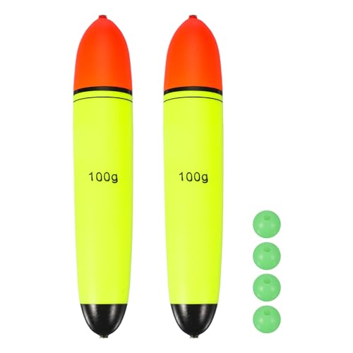 YELARXI Fishing Slip Bobbers, EVA Foam Bobbers Slip Floats with Fish Beads, 3.5 Oz Floatage Fit for Perch Carp Bass Fishing Corks Saltwater Freshwater (2 Pack, Red/Yellow)