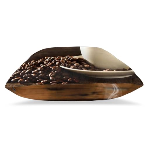 Taies d'oreiller café carrées lot de 2 en coton imprimé grain