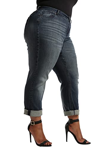 Poetic Justice Women's Plus Size Curvy Fit Boyfriend Jeans3