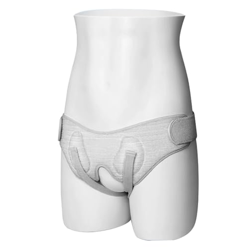 GMBAYUE Hernia Belt for Men & Women, Truss Support for Single or Double Inguinal, Adjustable Inguinal Hernia Support, with 2 Removable Compression Pads, Pain Relief(White,L)