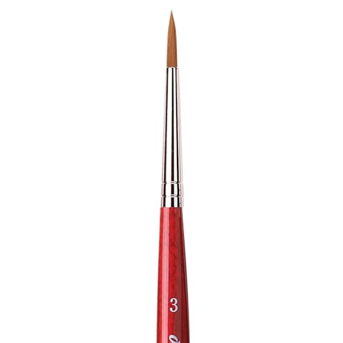 Image of da Vinci Watercolor Series 5580 CosmoTop Spin Paint Brush, Round Synthetic with Red Handle, Size 3 (5580-03)