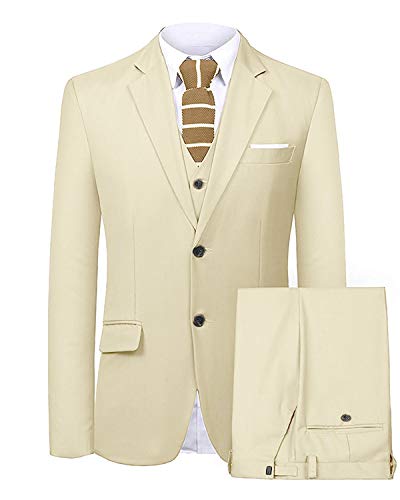 QZI Men's Three Pieces Suit Notch Lapel Two Button Formal Wedding Prom Tuxedo