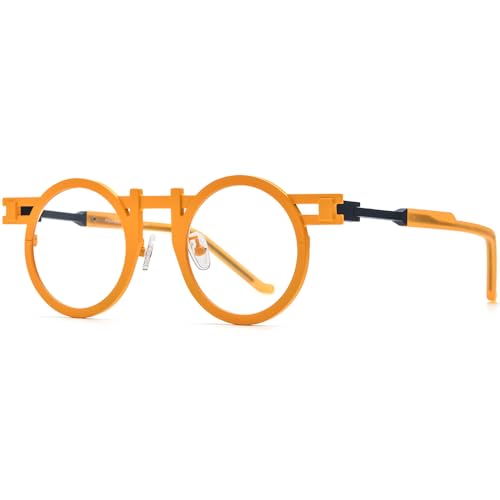 Image of FONEX Colorful Pure Titanium Glasses Frame Women Retro Round Eyeglasses Eyewear F85833