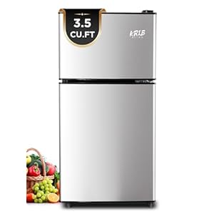 KRIB BLING 3.5 Cu.ft Compact Refrigerators with Freezer, Mini Fridge with 7 Level Temp Adjustable Thermostat, Small Fridge for Apartment, Office, Basement, Silver