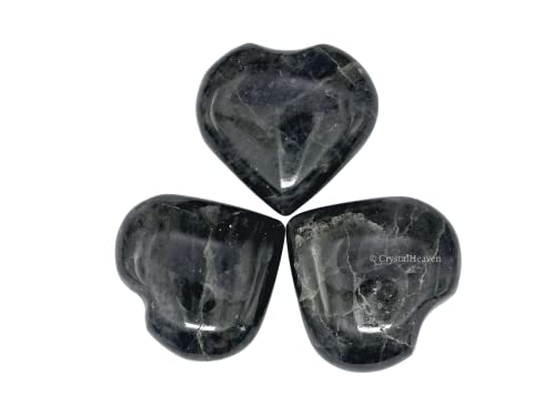 Image of Iolite Crystal Heart Palm Pebbles Stones for Anxiety Stress Relief Massage - AAA Grade Original Healing Gemstone Agate Heart Palm Stone for Yoga Meditation Spiritual