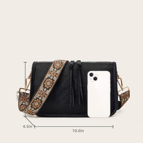 Crossbody Bag for Women Bohemian Leather Purse Bag Trendy Small Shoulder Purse with Wide Strap Multiple for Everyday3