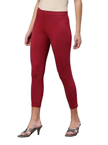 Image of GO COLORS Soft Cotton Stretch Cropped Leggings for Women | Breathable, Mid Rise
