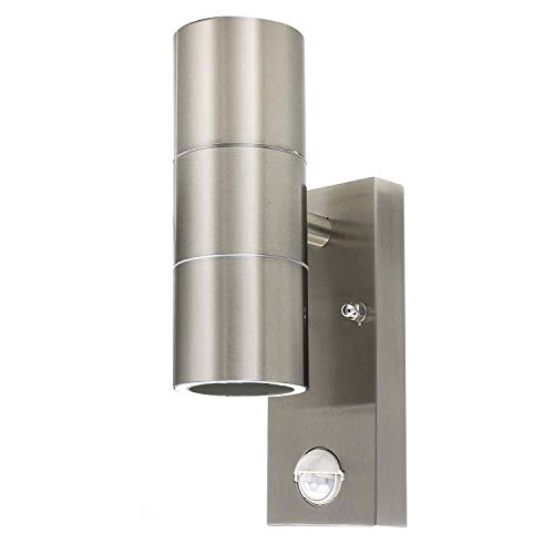 LightHub Up & Down Stainless Steel Outdoor Wall Light with Motion Sensor PIR IP44 - LED Options