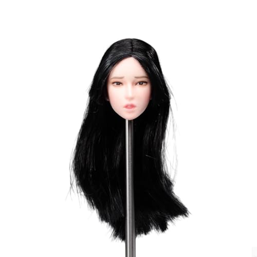 Figurine miniature 1/6 femme tête militaire asiatique SDH027 cheveux longs noirs PH TBL 30,5 cm