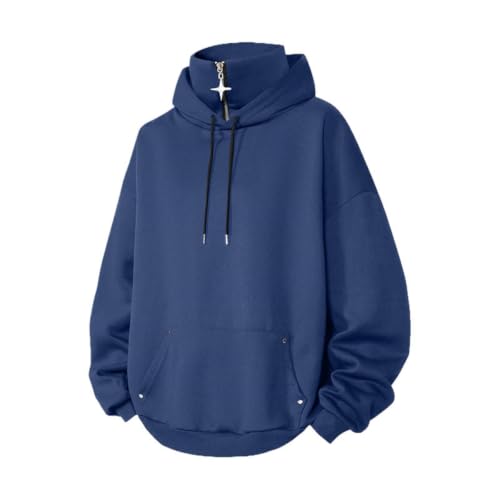 Sudadera con capucha extragrande para hombre informal azul XXL 3