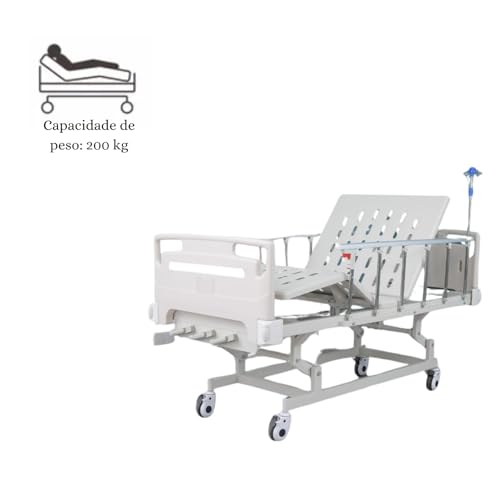 Cama Hospitalar Fowler Leito Manual 3 Movimentos 5 Posições Suporta até 200 Kg - Healt Clean