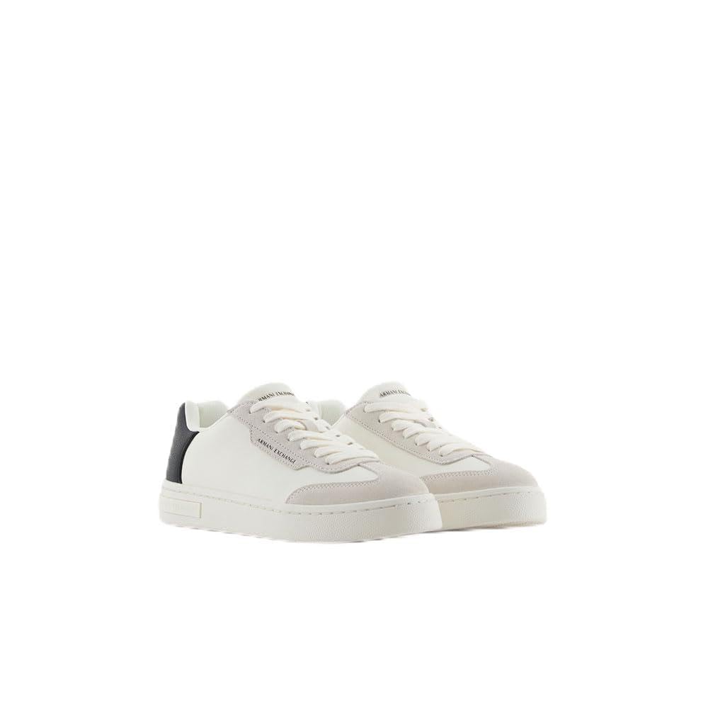 Armani Exchange Women's London Sneaker, Off white black, 4 UK