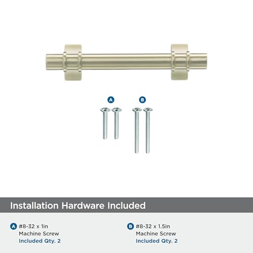 Image of Amerock | Cabinet Pull | Golden Champagne | 3 inch (76 mm) Center to Center | Davenport | 1 Pack | Drawer Pull | Drawer Handle | Cabinet Hardware