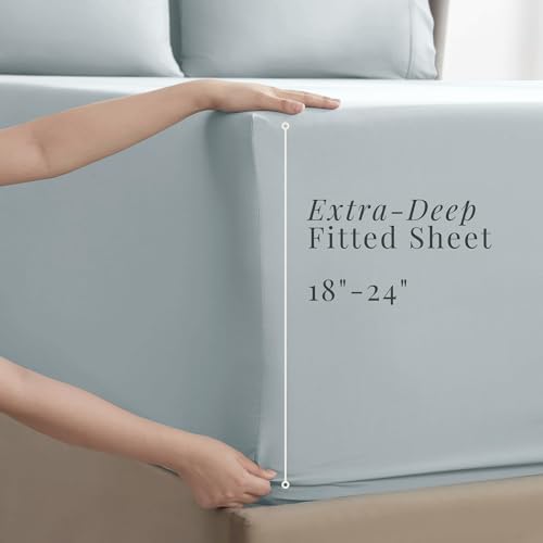 Image of Hearth & Harbor Bed Sheets, Luxury Soft 6 Piece Bed Sheet Set Extra Deep Pocket Fitted Sheets Fits Mattress up to 21 inch, Double Brushed Bedding Sheets & Pillowcases,