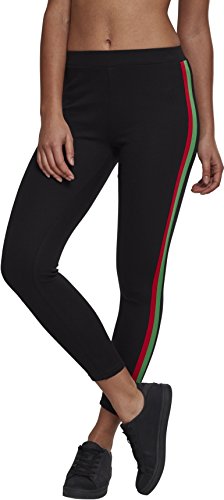 Urban Classics Ladies 3-Tone Tape Leggings, Multicolor (Black/Firered/Green 01269), XS para Mujer