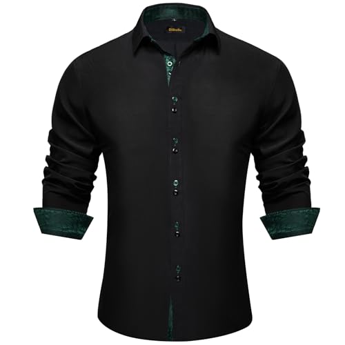 DiBanGu Mens Casual Shirt Long Sleeve Button Down Dress Shirt Regular Fit Collar Pin4