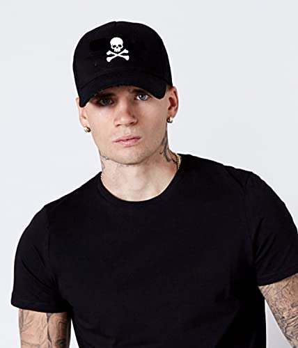 Daisyup Skull And Crossbones Hat | Jolly Roger Flag | Pirate Hat | Black Trucker Pirate Hat One Size #TOP1