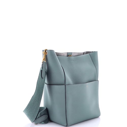 Pre-Loved Sangle Seau Bag Calfskin Large, Blue2