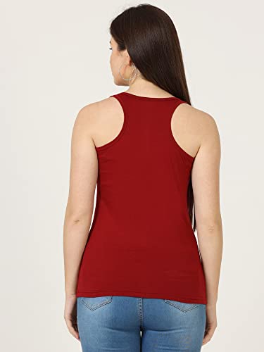 Image of FLEXIMAA Women's Cotton Plain Round Neck Sleeveless T-Shirt