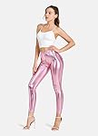 NewL Femmes brillant métallisé Sports Leggings Bright Crayon Pant Fitness Mode Jeggings Candy Color Pantalons
