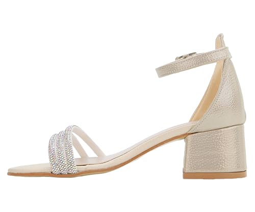 Girls' Textured Block-Heel Sandals with Rhinestone Straps – Elegant Kids Dress Shoes2