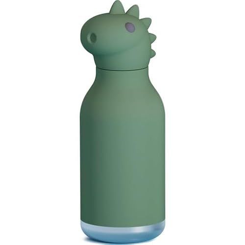 Asobu Bestie - Botella de agua de acero inoxidable con aislamiento de dinosaurio, 460 ml