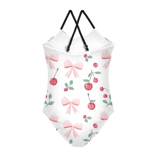 Cute Pink Bow Cherries Girls One Piece Swimsuit Beach Swimwear 208608702
