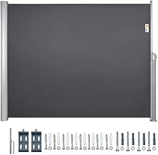 SUNMER Aluminium Side Awning Retractable Full Cassette Adjustable Length for Outdoor Privacy Screen Shelter Wind Breaker for Garden, Hot Tub, Balcony, Terrace - 1.8 X 3.5m