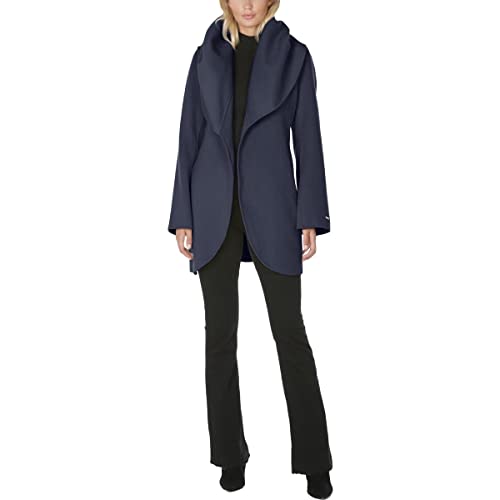 Image of TAHARI Womens Double-faced Luxury Soft Wool Blend Peacoat Removable Belt Wool Coat Oversized Collar