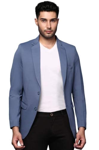 Image of SHOWOFFFF Men Solid Single Breasted Formal Blazer | Notched Lapel Full Sleeves Cotton Blazer for Mens | Slim Fit Regular Length Blazer for Men's