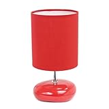 Simple Designs LT1153-RED Petite Circle Stone Table Lamp for Bedroom, Kids Room, Office, Living Room, Nursery, Reading Nook, Red