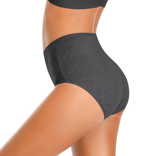 Image of Womens Underwear,Cotton Mid Waist No Muffin Top Full Coverage Brief Ladies Panties Lingerie Undergarments for Women Multipack