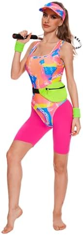 Yonroik 80s Workout Costume Halloween Cosplay Couples Outfits Swimwear Suit 80s 90s Workout Outfit Party Clothing for Women