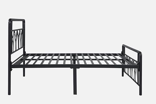 Image of Jexx Metal Single Size Bed Without Storage | Wrought Iron Cot with Headboard & Footboard| Sturdy Powder Coated Platform Bed Single Size Cot for Bedroom, Living Room, (Jexx Black)