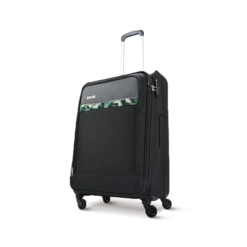 Aristocrat Commander Soft Case Medium Size (Check-in) Trolley Bag, Black | Spacious, Zipper Expander, Front Pocket, Durable Polyester Case Travel Lugg
