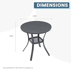DIFY 27.6" Round Patio Dining Table, Outdoor Bistro Table with Rust Resistant Metal Frame, Ideal for Lawn, Backyard and Deck, Grey DIFY 276 Round Patio Dining Table Outdoor Bistro Table with Rust Resistant Metal Frame Ideal for Lawn Backyard and Deck Grey
