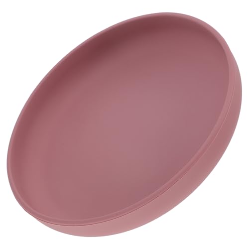 Silicone Spill Scoop Plate for Elderly Disabled Suction Base Self Feeding Dish Pink Food Grade Silicone for Home Nursing Homes Hospitals