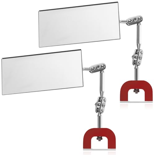 2 Pcs Rectangular Inspection Mirrors Magnetic Base Welding