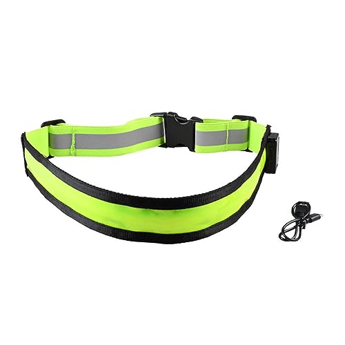 Happyyami Adjustable LED Reflective Running Belt Rechargeable High Visibility Strap for Night Running Hiking Cycling Visibility Comfortable Fit Durable Material Green