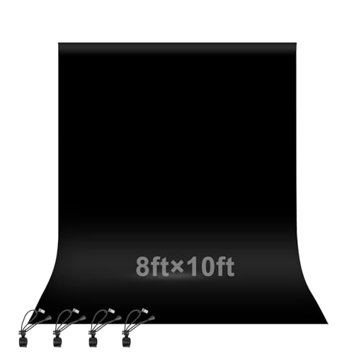 Image of EMART 8x10ft Black Photo Backdrop Screen for Photography, Large s Drapes Party Background Curtain, Polyester Fabric Sheet Video Studio Portrait Photoshoot