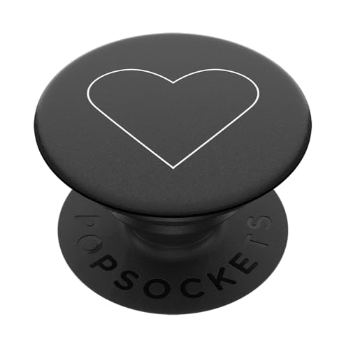 Popsockets PopGrip - Soporte y Agarre para Teléfonos Móviles y Tabletas con un Top Intercambiable - White Heart Black