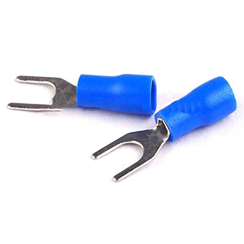 Davitu () SV2-4M AWG 16-14 Pre Insulated Fork Terminals Connector, 1000 Piece, blue,silver