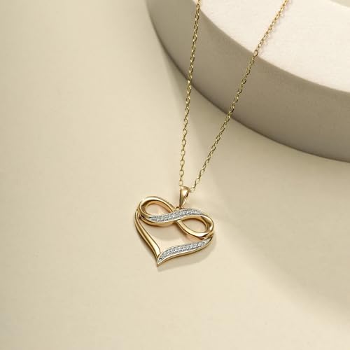 Cali Trove 1/4ct & 1/20 ct Natural Diamond Infinity Heart Pendant Necklaces for Women in 10KT Gold | Diamond Heart Pendants for Women | 10KT Jewelry Gifts for Her in White, Yellow or Pink Gold3