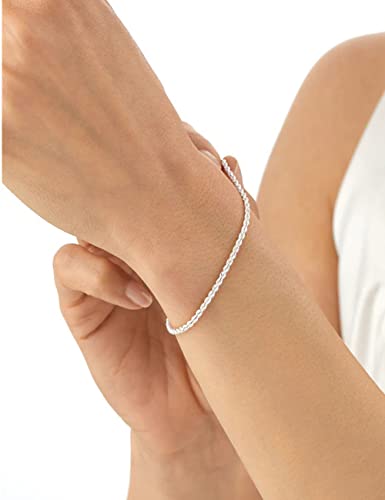 nometo 925 Sterling Silver Rope Chain Bracelet Box Chain Bracelet 2mm3mm5mm Gold/Silver Bracelet for Men Women Silver Bracelet 6.5-9 Inches4