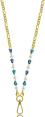 18k Pearl Stone Lanyards for ID Badges Holder for Women Designer Funky Necklace Teacher Lanyard Beaded for Badges and Keys Break Away Lanyards for Women Premium Class