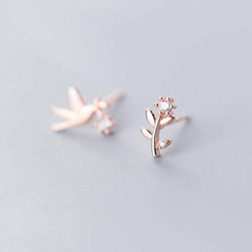 Boucles d'oreilles fleuries argent S925 rose style coréen femme