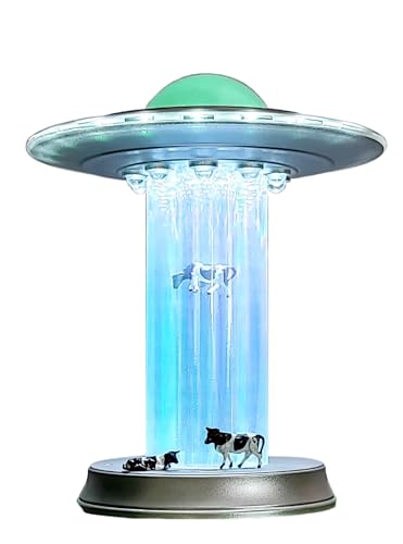 A cow, mid-abduction, on your desk